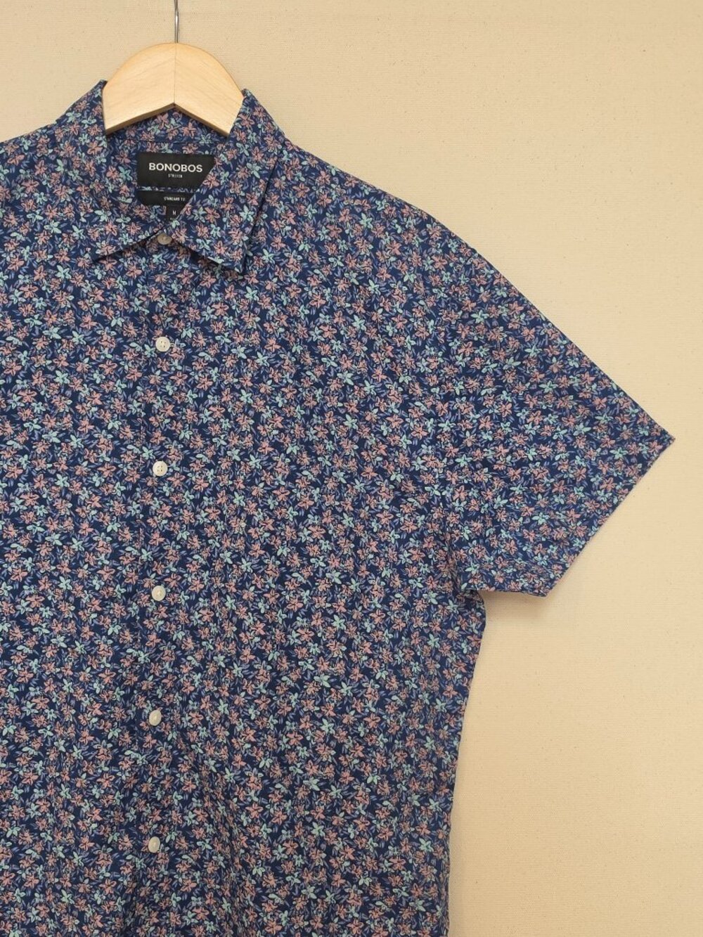 Bonobos Short Sleeve Floral Print Stretch Standard Fit Button Down M